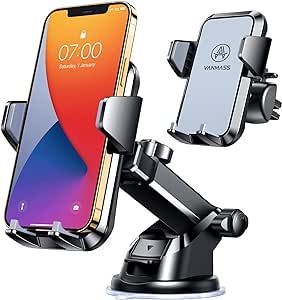[2023 Upgraded] VANMASS Car Phone Mount with Most Secure Grip [Anti-Slip Soft Silicone & Powerful Suction],Dashboard Windshield Vent Universal Car Mount for All iPhone 14 13 12 11 Pro Max &Cars (Gray)